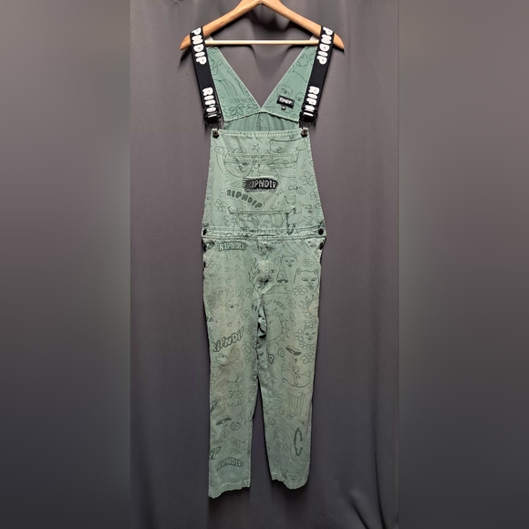 Rip N Dip Scribble Print Overalls Size 32 - Picture 2 of 7